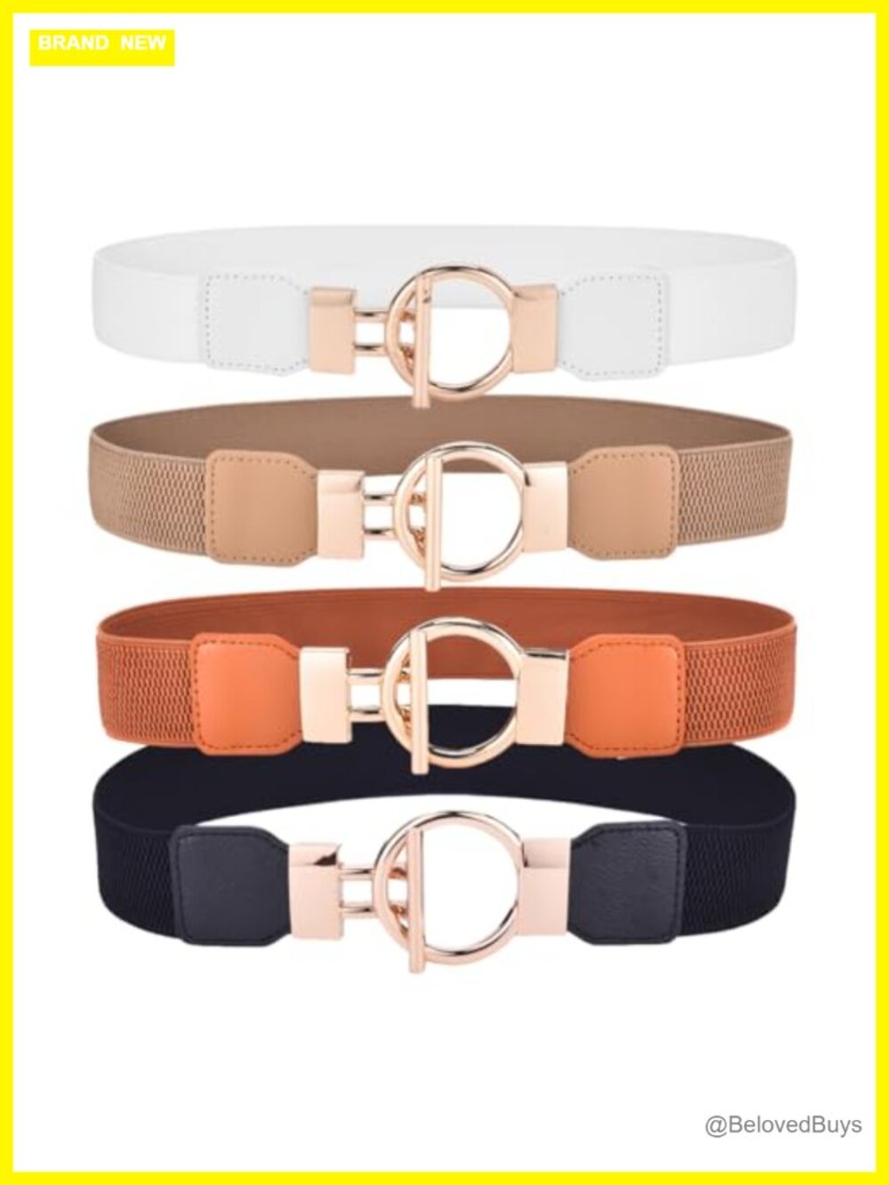 4 Pack Women Wide Elastic Waist Belt Fashion Stretchy Dress Belt